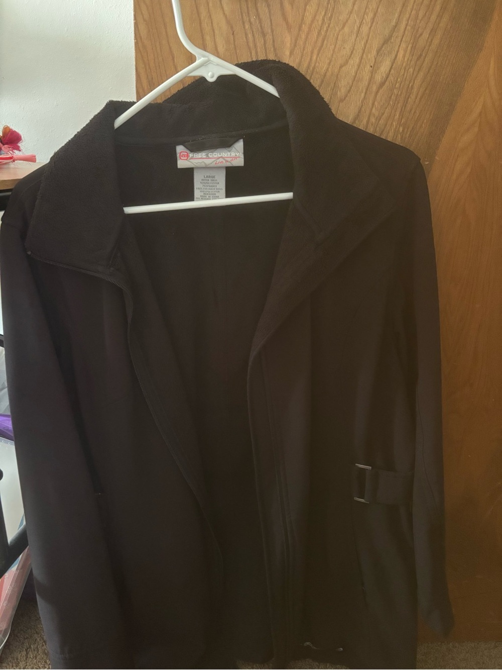 Free Country Black Trench Coat with Fleece Collar